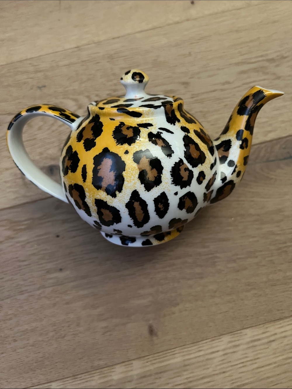Leopard Print Ceramic Teapot - Yellow and Black